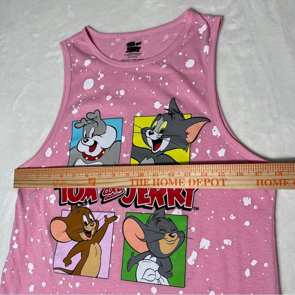 TOM AND JERRY Womens Graphic Tank Pink with White Speckles Design Size Small - Picture 4 of 5
